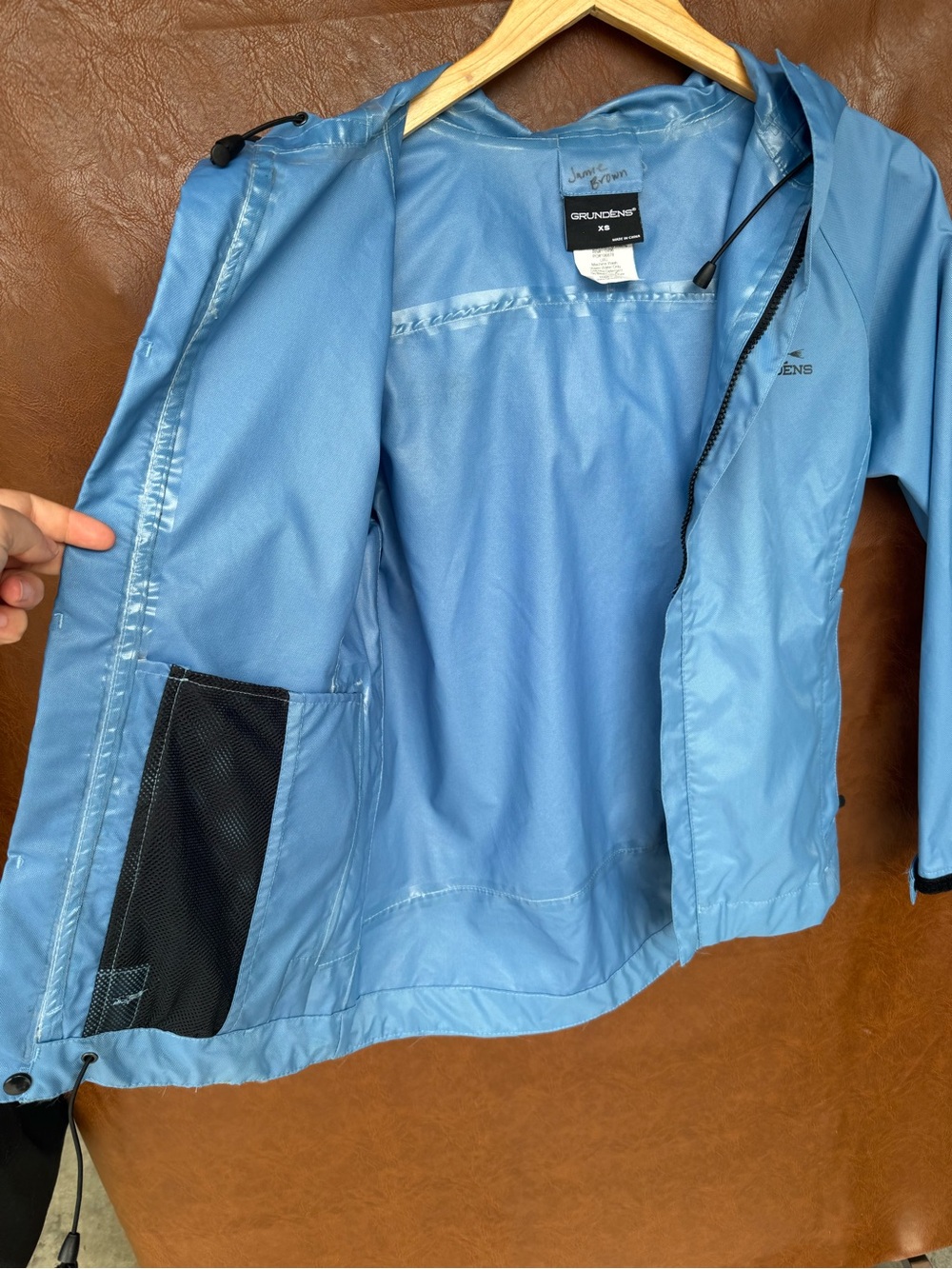 Grundens Rain Jacket Womens XS Blue Waterproof Hooded Fishing Shell Coat - Picture 4 of 9